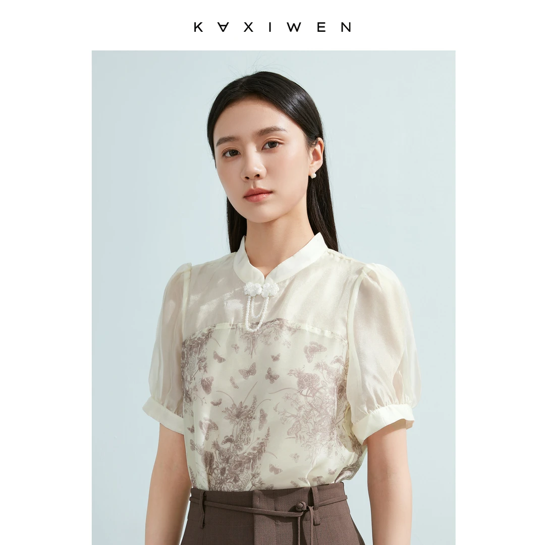 【云云专属】拼接盘扣设计感小衫气质新中式上衣K05AXS2392