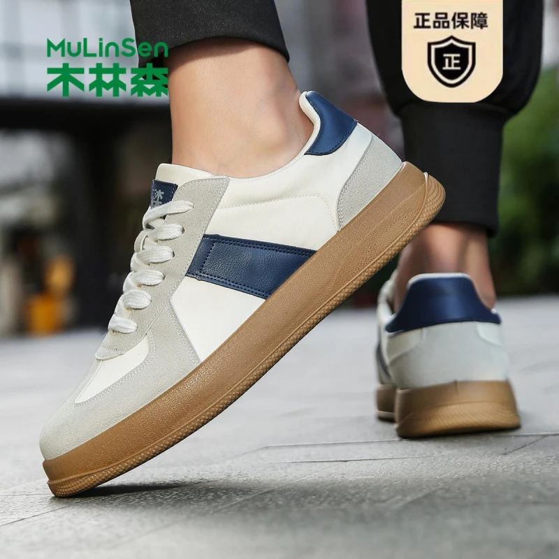 木林森男生鞋子2025新款复古潮流德训鞋学生平底板鞋夏季小白男鞋