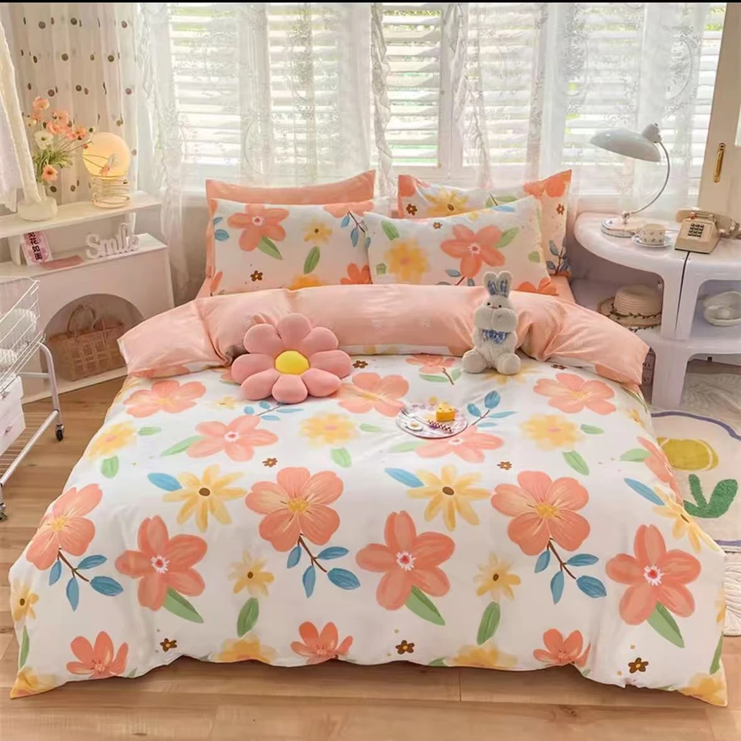 【花满枝】印花床品套件碎花双人床学生宿舍单人床四季款简约不起球