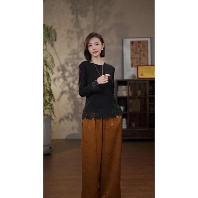 GONG QUE 【新潮】新中式早秋新款百搭长袖上衣 241809