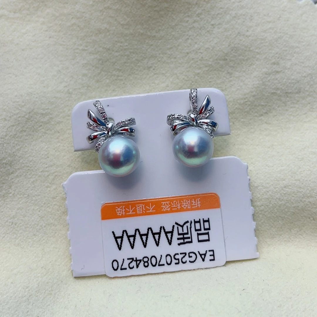 银S925镶嵌耳饰海水珍珠w54