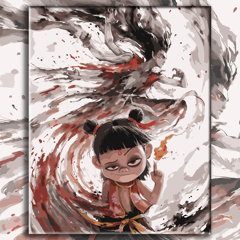 【哪吒】DIY数字油画水彩画零基础画画填色画手绘油画丙烯画手工画