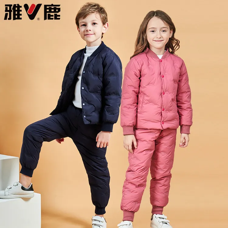 V/雅鹿儿童羽绒内胆90白鸭绒男童女童中大童羽绒服上衣裤子内外穿