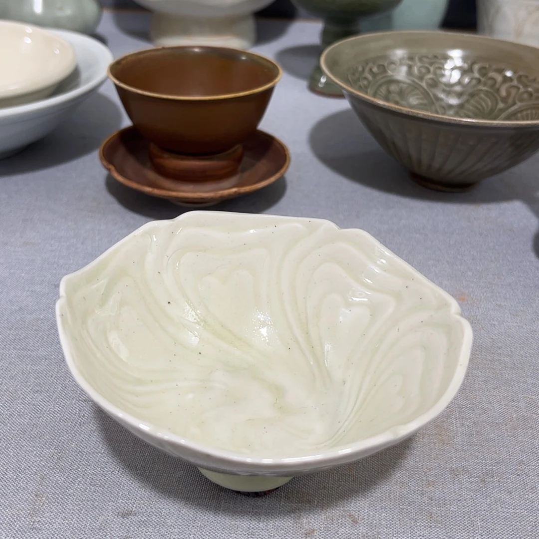 崮***叟摆件陶福建将乐窑高足花口杯