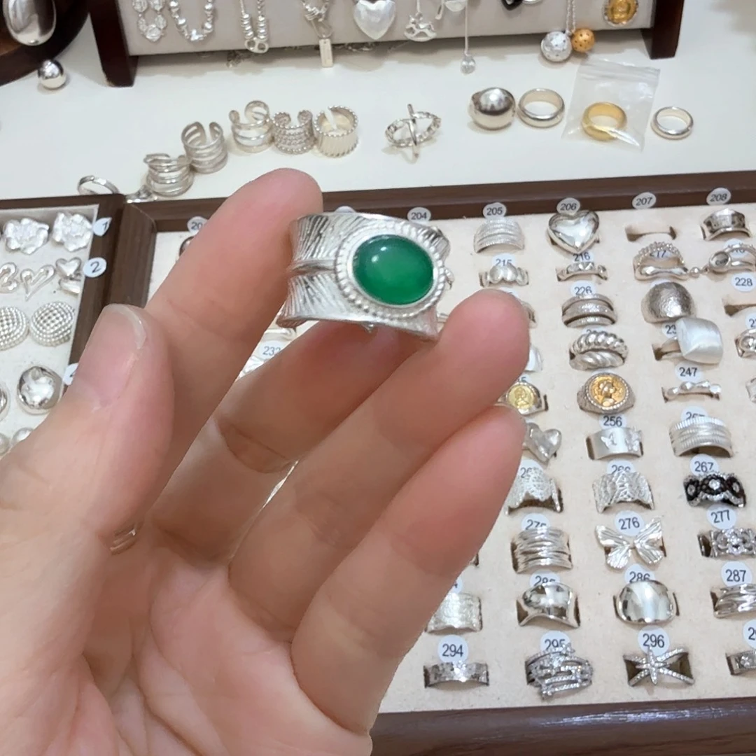 无925银纯银羽毛戒指