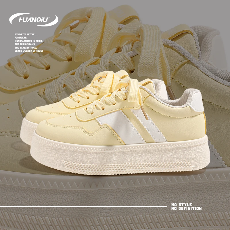 HUANQIU/环球潮流高颜值复古百搭板鞋女鞋2025春季新款厚底增高鞋