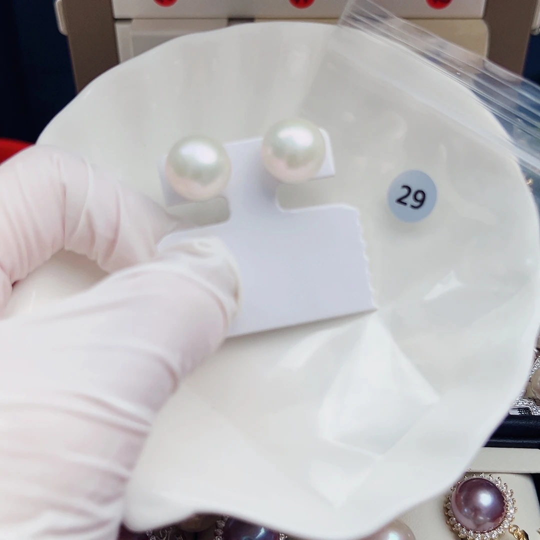 银S925镶嵌淡水珍珠耳饰