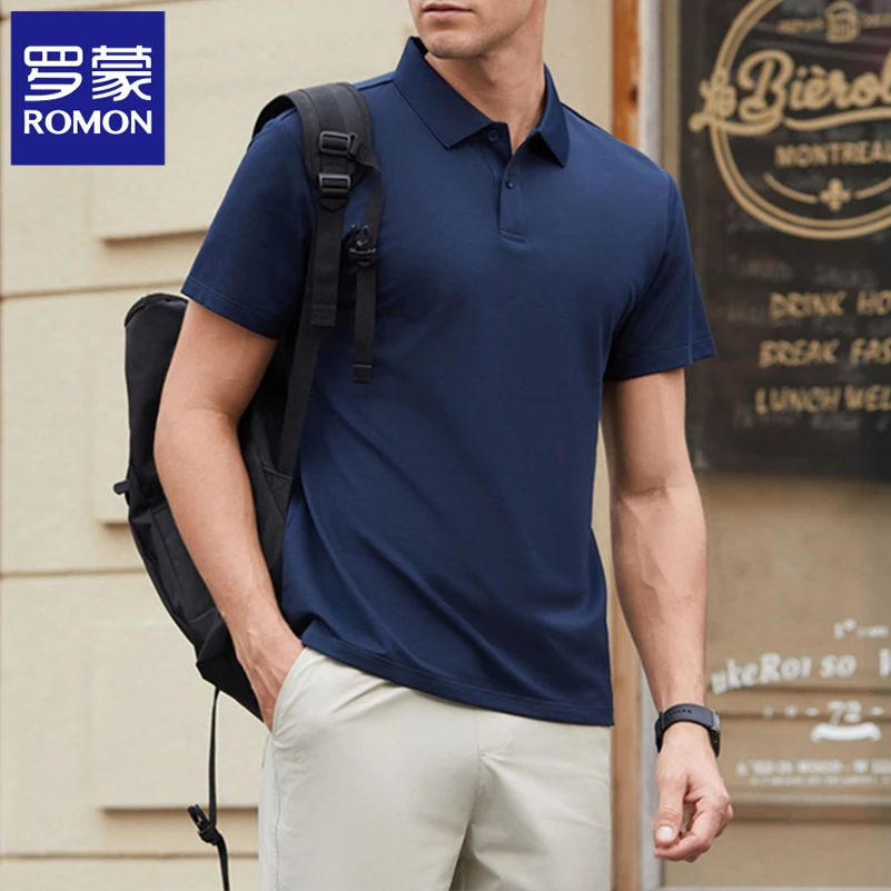 罗蒙2025新款POLO衫男士夏季翻领短袖T恤商务休闲透气上衣