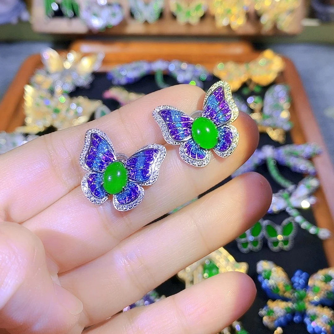 吊坠(不含链)银S925镶嵌翡翠