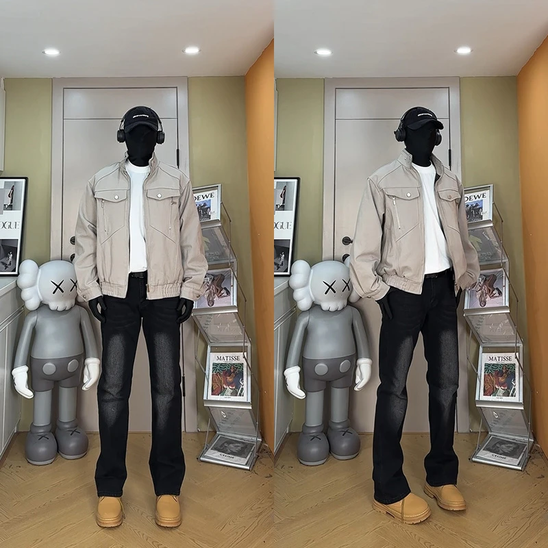 美式高街vibe裤子男款早秋cleanfit渐变牛仔裤直筒窄版弯刀微喇裤