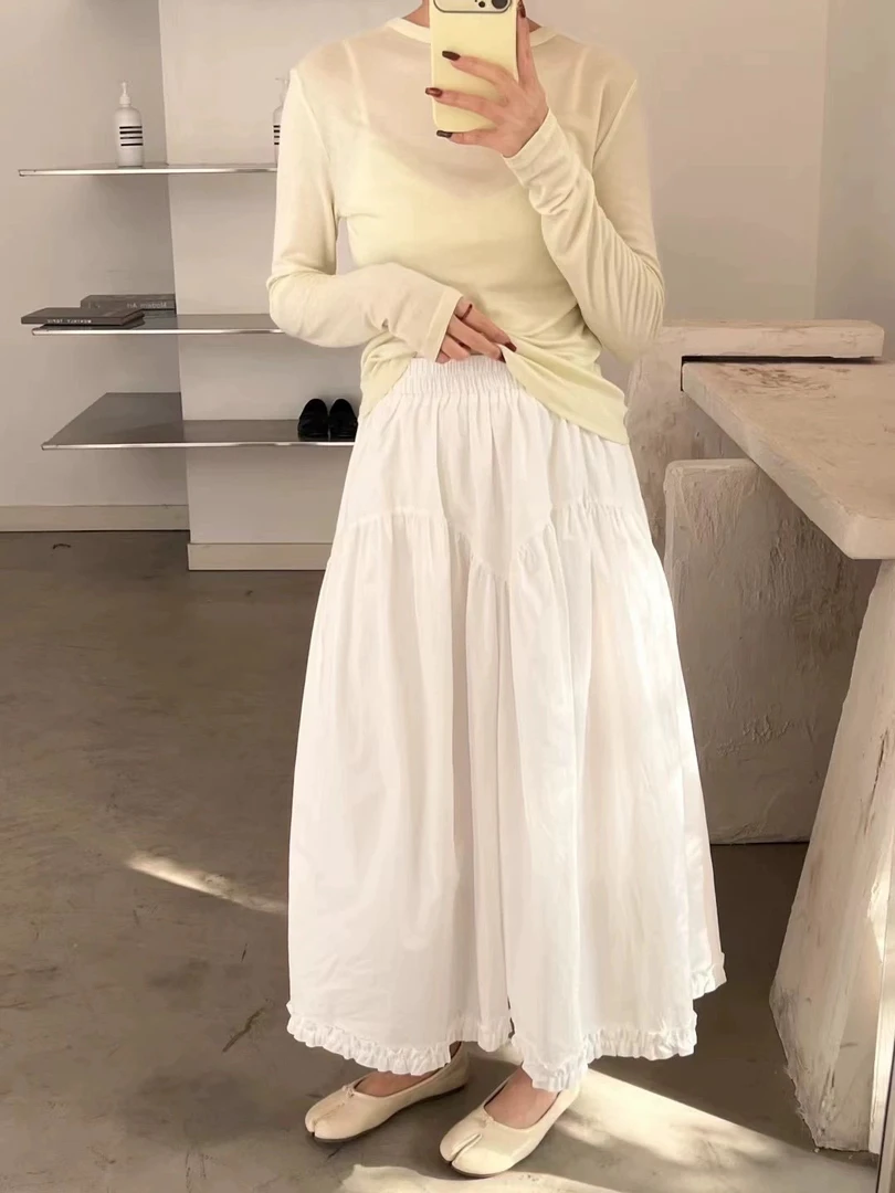 桃喜百搭蛋糕裙法式蕾丝拼接显瘦松紧腰半身裙气质时尚百搭