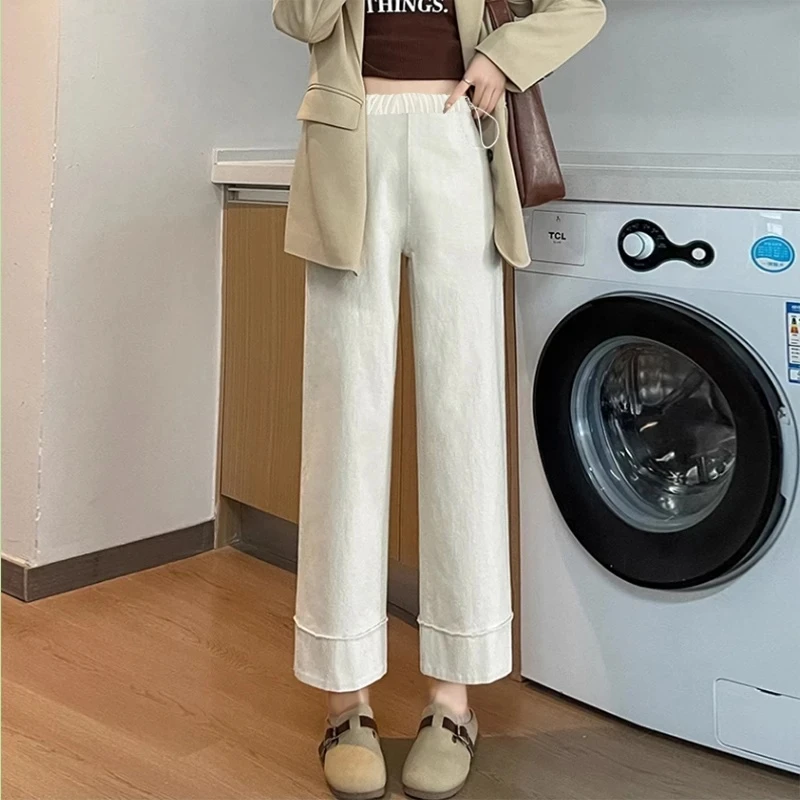 【晴晴】孕妇牛仔裤春秋款外穿小个子九分直筒裤窄版阔腿孕妇裤春季