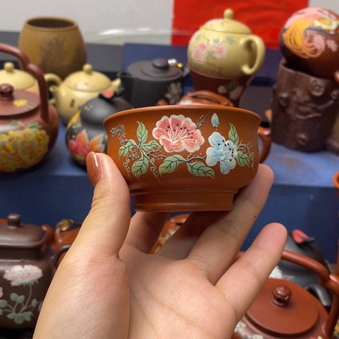 紫泥茶杯紫砂主人杯100cc