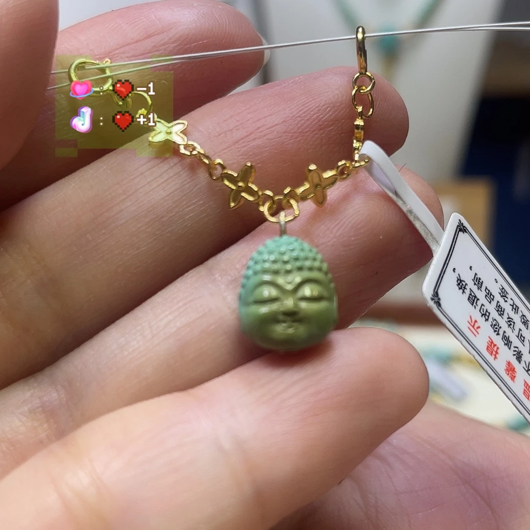 绿松石银S925镀金镶嵌半挂链