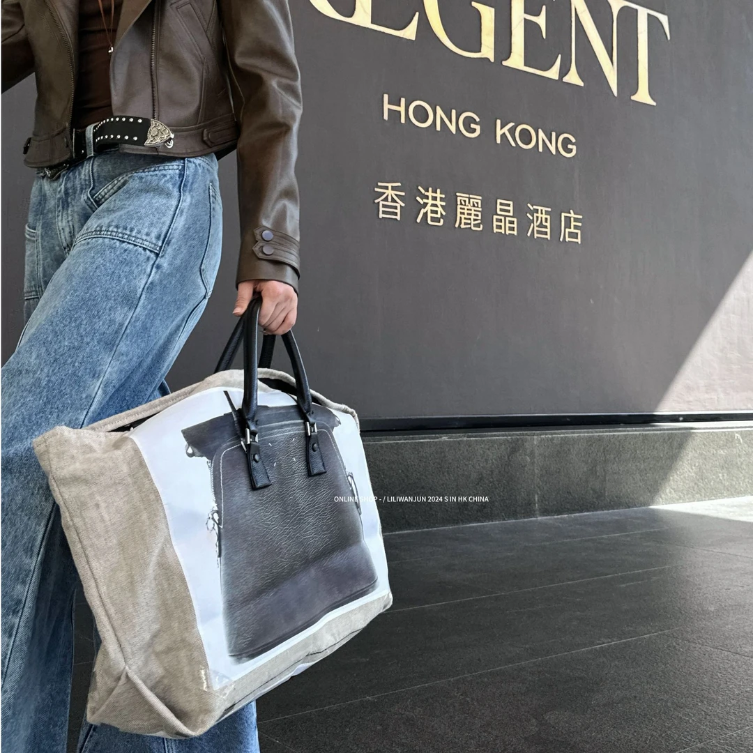 【婉君】时尚通勤印花大容量帆布高级感复古托特包LWJ24C3S1956