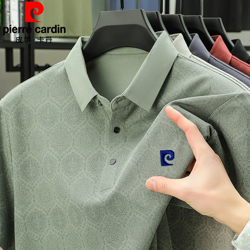 皮尔卡丹2025夏季新款男士刺绣短袖t恤时尚商务休闲透气polo衫潮