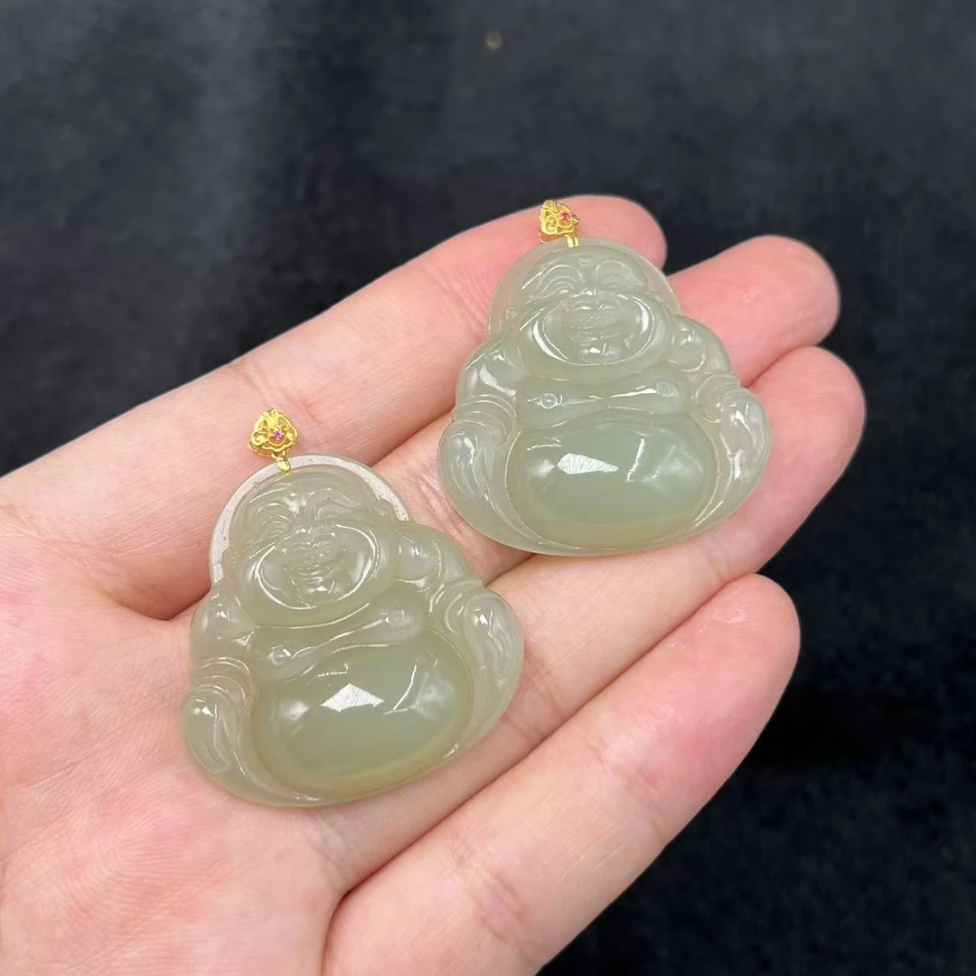 【北野珠宝】18K金天然和田玉吊坠-B165H-38多样性发一34x34x9mm