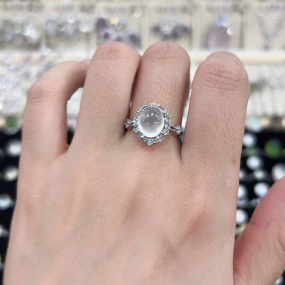 岫玉银S925镶嵌戒指