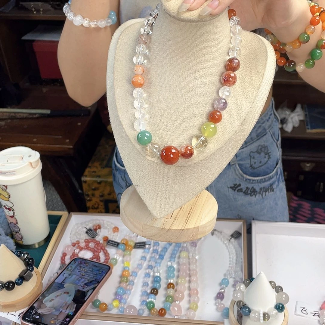 水晶手链银S925镀金镶嵌