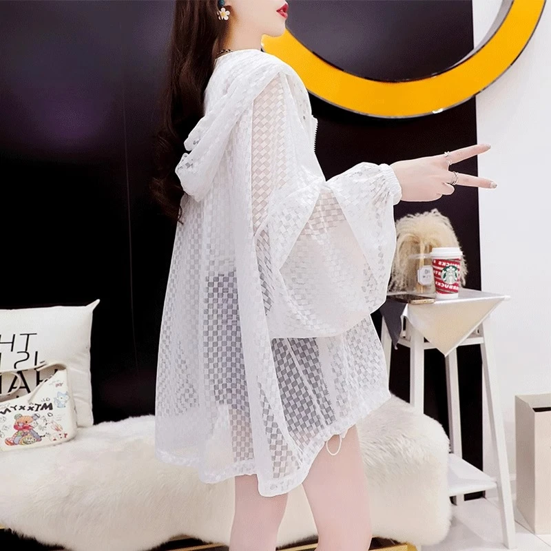 户外骑行防晒衣女夏季2025新款冰丝薄款透气宽松韩版镂空上衣外套