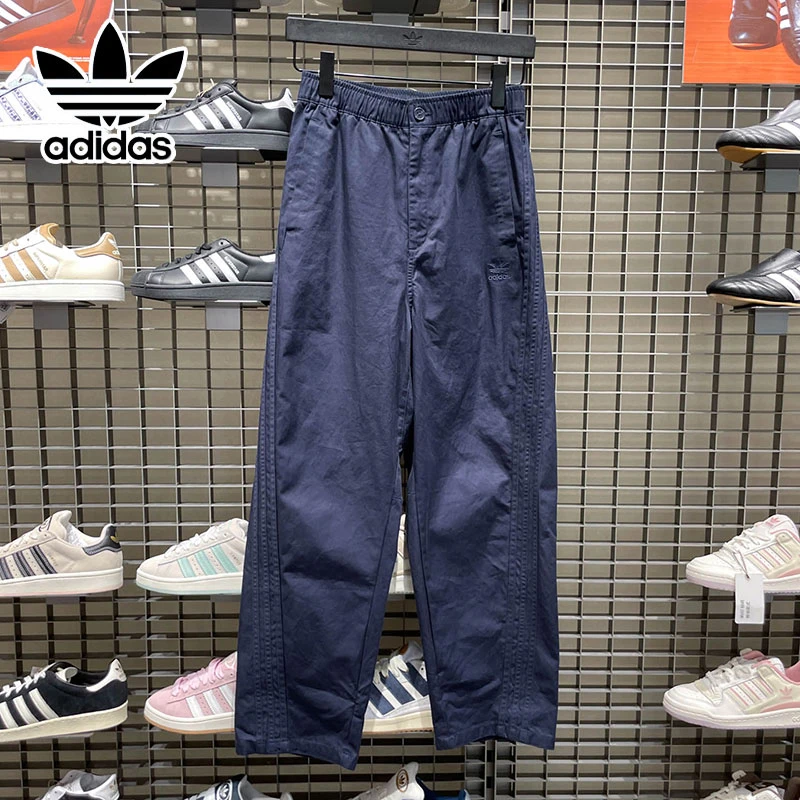 Adidas阿迪达斯男裤宽松三叶草直筒运动裤2025秋季工装休闲长裤