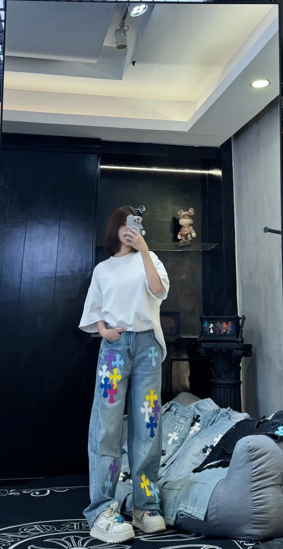 【苏苏专属】轻奢破洞款美式克罗多巴胺水洗直筒牛仔裤2037+2066