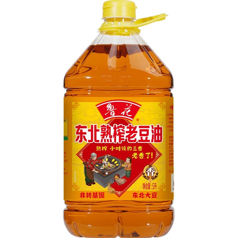 鲁花东北熟榨老豆油5L 非转基因 压榨食用油