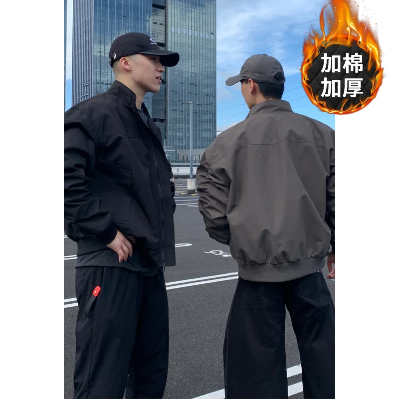 美式bomber飞行员夹克外套男款秋冬boxy廓形短款夹棉棒球棉服棉衣