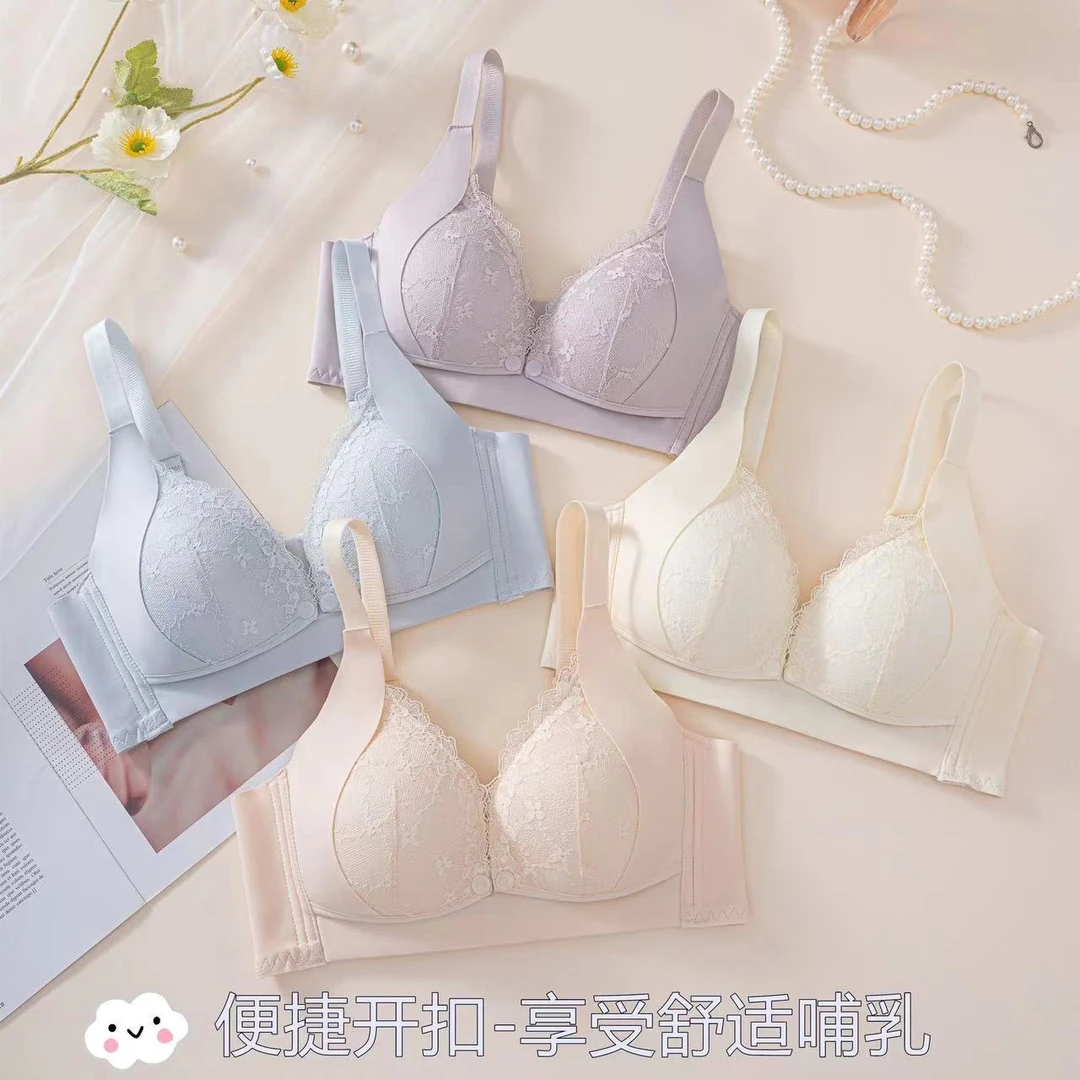 孕妇无钢圈防下垂蕾丝文胸聚拢前开扣薄款产后母乳喂奶上托文胸罩