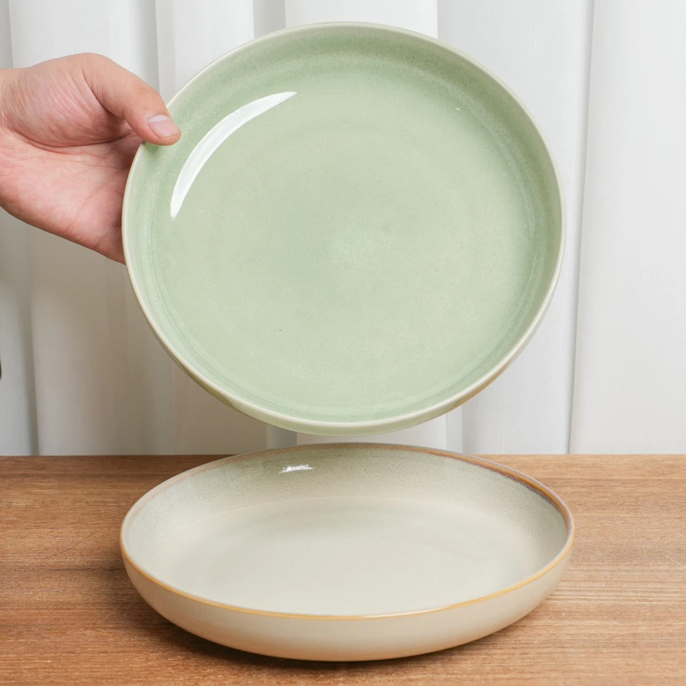 【瑕疵】釉下彩陶瓷窑变釉深盘组合两个装L1B//D4B