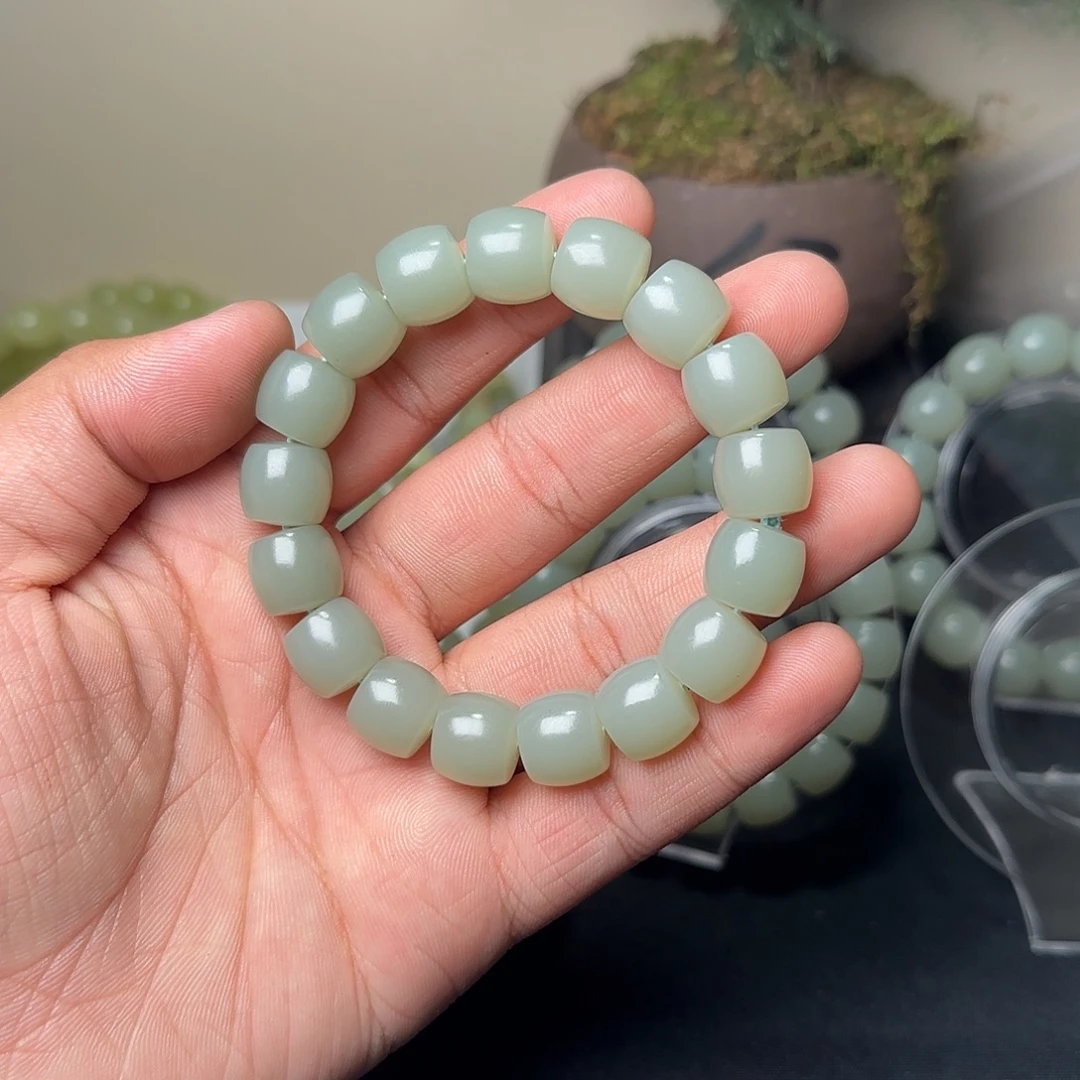 和田玉合金手串天然且末青白玉13多样性拍一发一