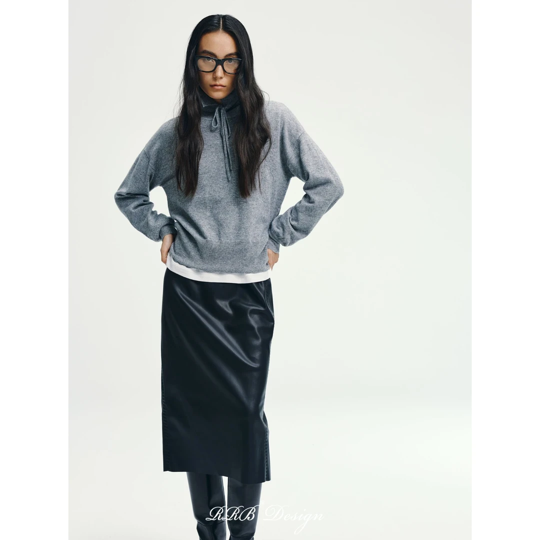 RRB Design 「法兰西」绵羊毛山羊绒宽松显瘦长袖羊毛衫休闲外套