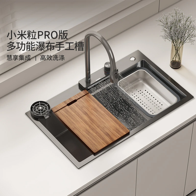 HIGOLD/悍高小米粒压纹中排阶梯手工大单槽SUS304不锈钢珠纹水槽