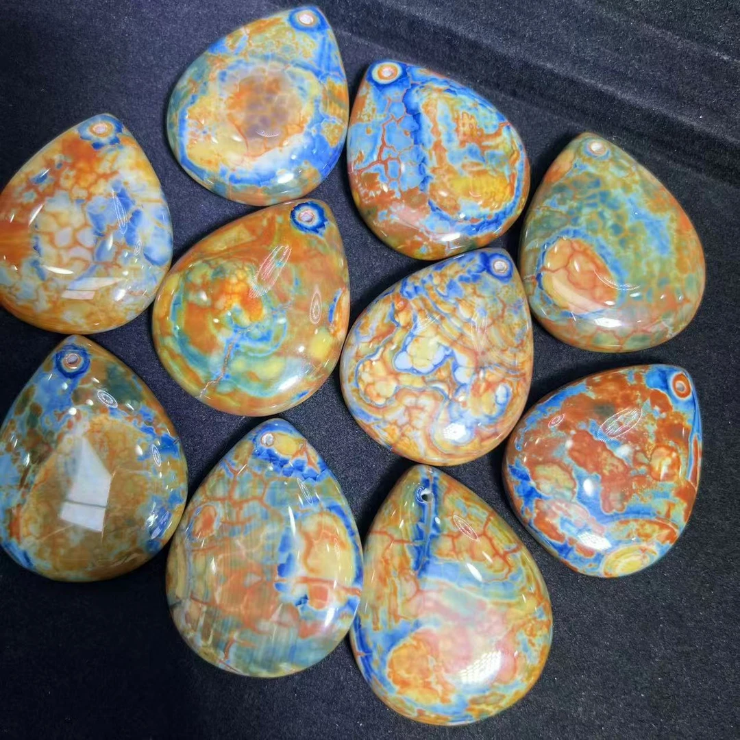 S8137【福嘟嘟】彼得大帝金域蓝金玛瑙水滴吊坠-多样性只发一件