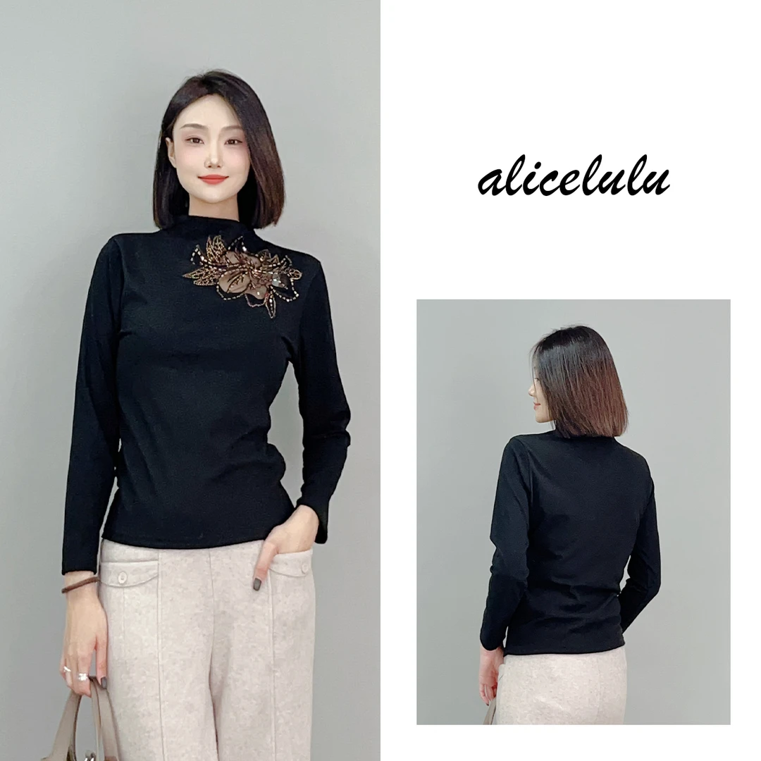 3 ALICE “绽放之姿”打底衫 刺绣钉钻 优雅浪漫 S2140808K
