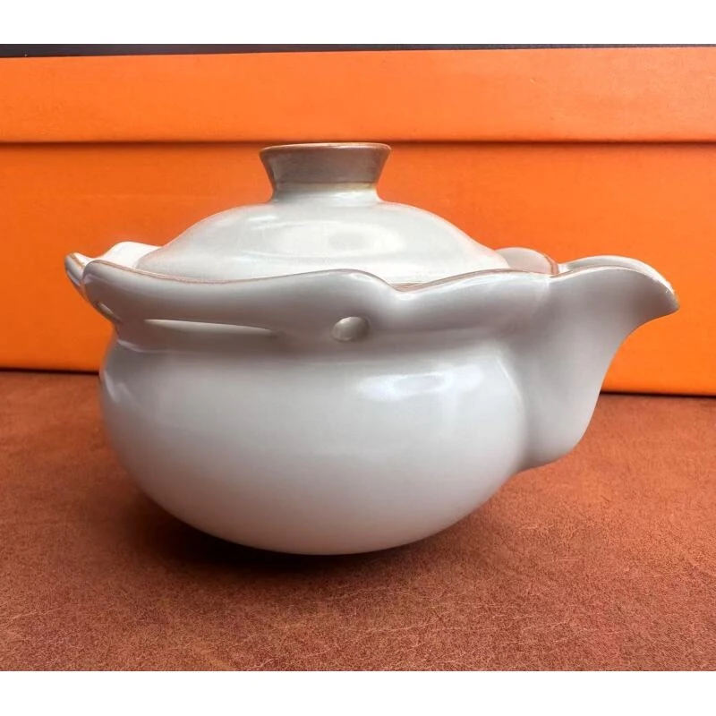 （米黄）开片蝉翼纹复古陶瓷手抓壶666泡茶壶泡茶器家用茶具花茶壶
