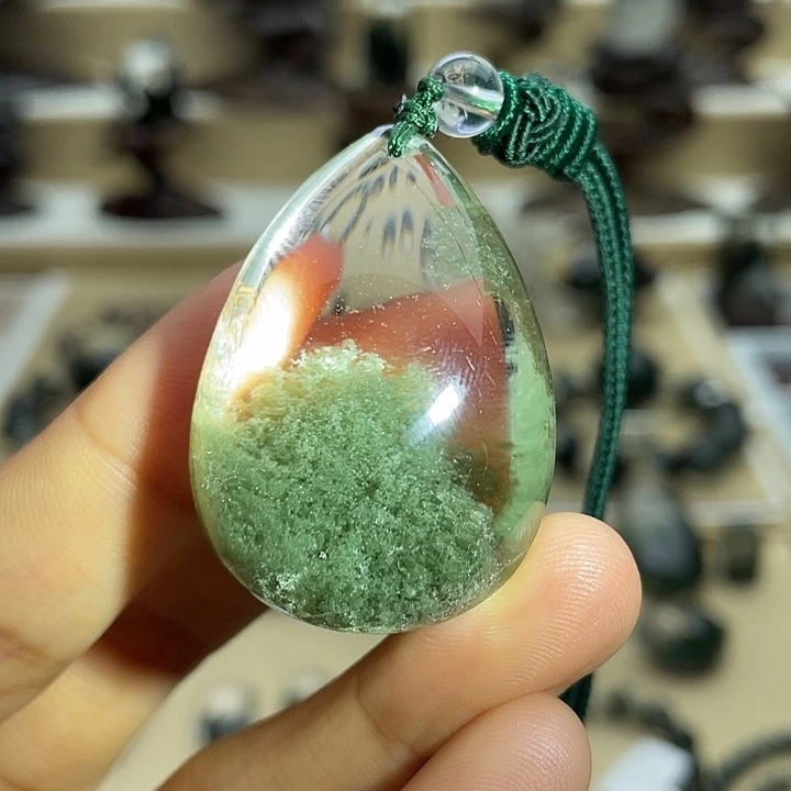 未镶嵌颈饰水晶绿幽灵聚宝盆水滴定制