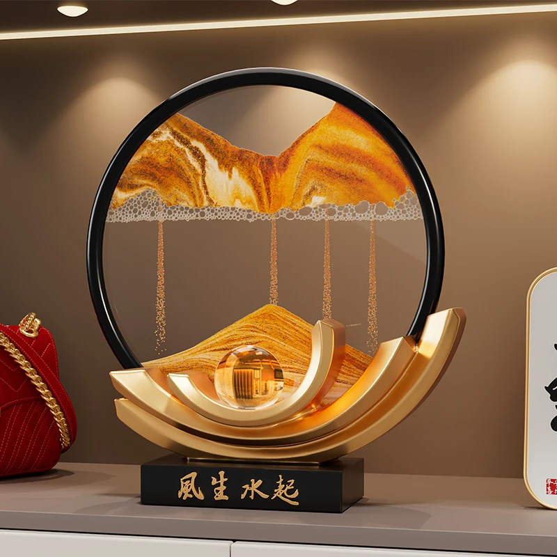 风生水起流沙画摆件轻奢高档办公室客厅电视柜酒柜装饰品乔迁礼物