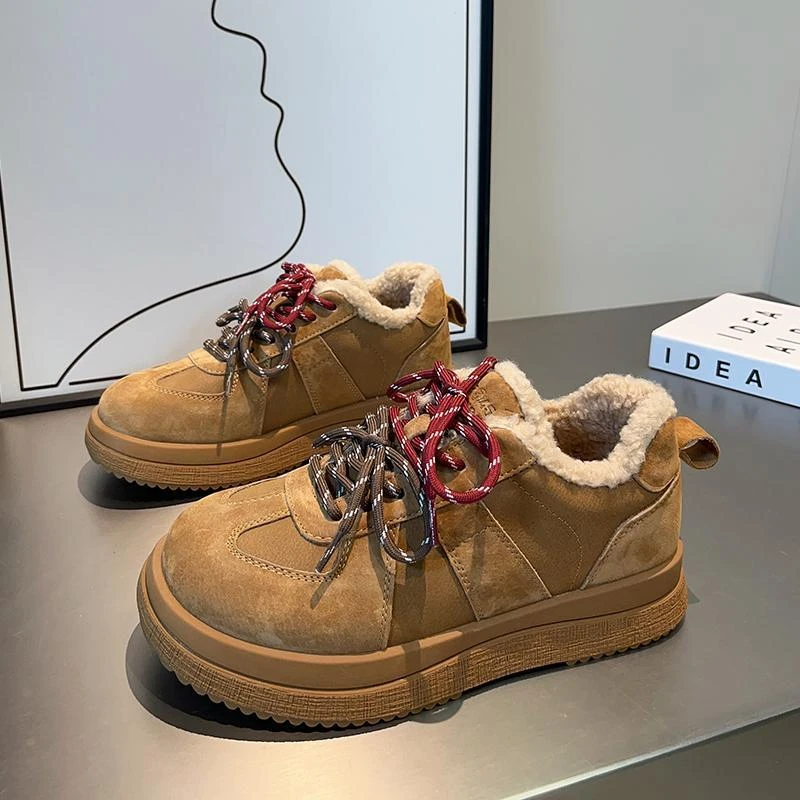 毛毛鞋女外穿2025年冬季新款厚底增高单鞋正品雪地鞋复古加绒棉鞋