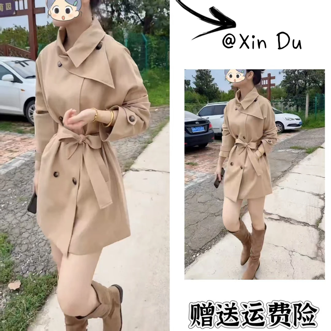 2025秋季新款时尚显瘦气质女士网红洋气风衣百搭款D22949