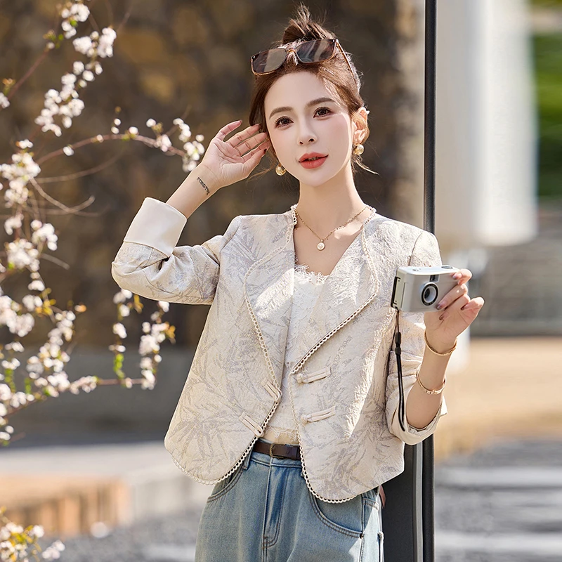 小香风提花短外套女2024春秋新款高端名媛气质小西装开衫外搭上衣