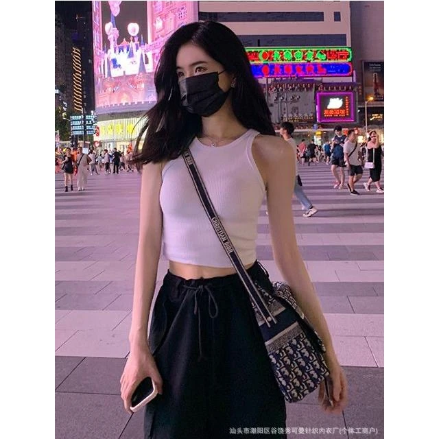 带胸垫吊带运动背心女夏季衬衫内搭外穿辣妹修身无袖短款打底上衣