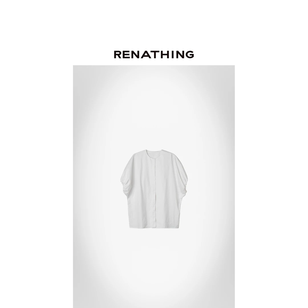 【RENATHING】简约法式花苞短袖衬衫
