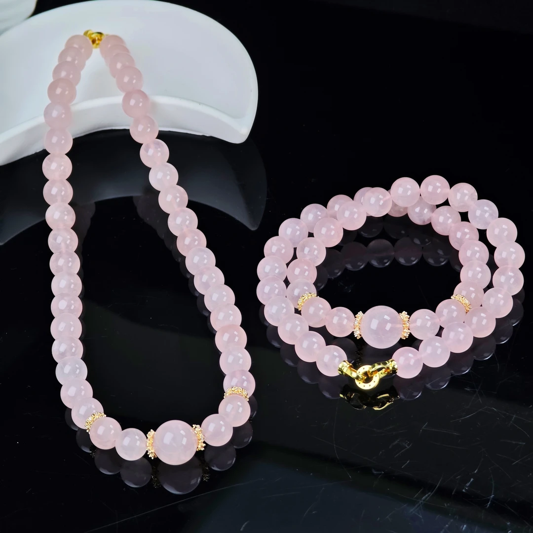 【铭记珠宝】粉水晶DIY项链20-DM137H43【多样性发一件】约9-14mm