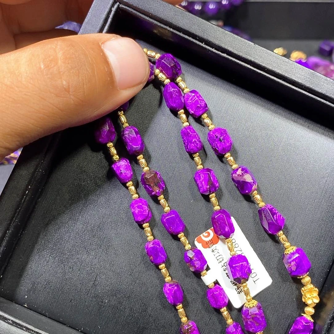 苏纪石（舒俱来）未镶嵌南非舒俱来桃红丝绒钻切项链