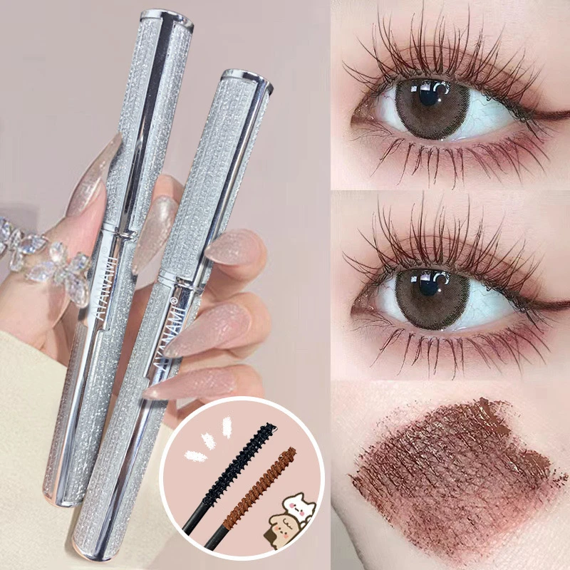 防水专业定型睫毛膏女持久不晕染极细刷头棕色新手银管细头笔