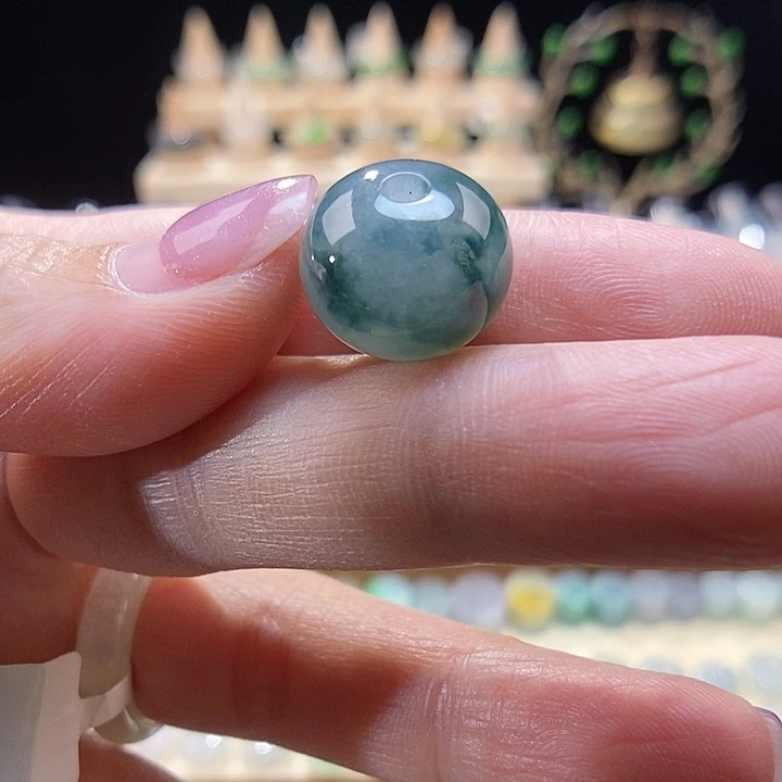 未镶嵌戒指翡翠蓝花鼓珠