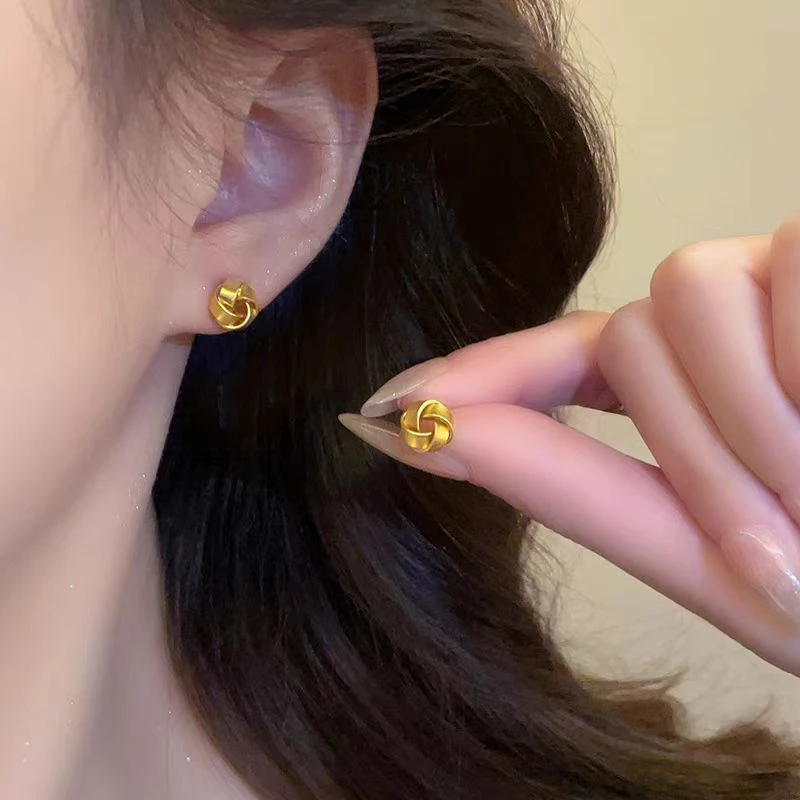 铜合金耳饰 925银针「玲珑织语」新款编织系列耳饰小巧又精致 J-094