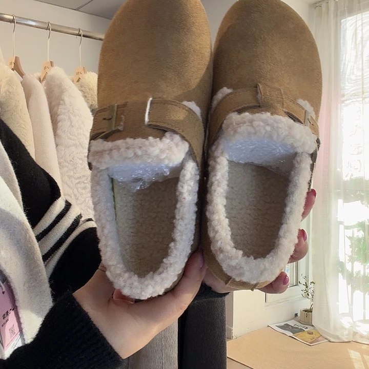 女生翻皮毛勃肯鞋