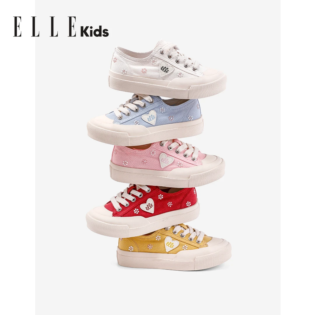 ELLE KIDS童鞋新款四季女童鞋休闲帆布鞋男女童软底百搭运动鞋